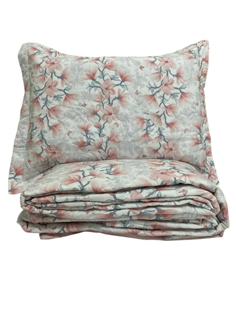 Cobre Leito Flora Estampado 03 Peças 100% Algodão 180 Fios King Dupla Face - comprar online