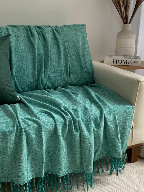 Manta Decorativa Chenille Verde Esmeralda - comprar online