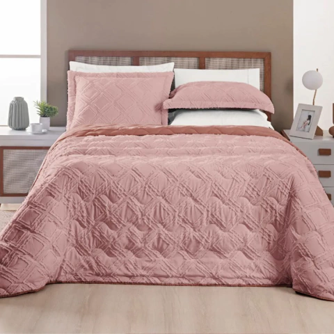 Cobre Leito Aveline King 03 Peças Rose