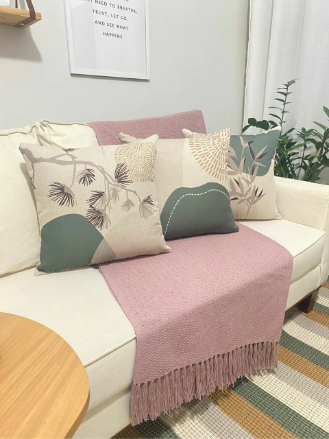 Kit 3 Capas de Almofada Estampadas Verde e Terracota 43cm - comprar online