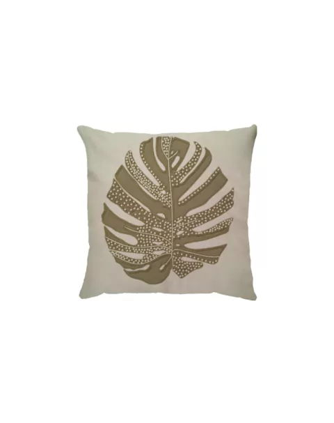 Capa de Almofada Linho Broderie Costela Bege 43cm