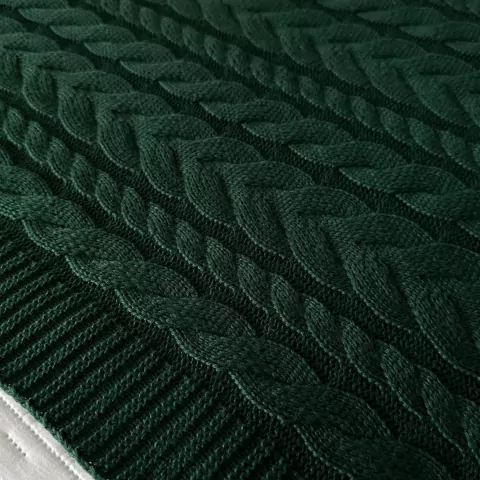 Peseira Tricot Luana Verde Musgo C/ Tassel Decorativa King 260x60cm