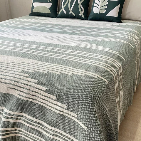 Colcha de Algodão Boho Liv Verde 240x240cm - comprar online