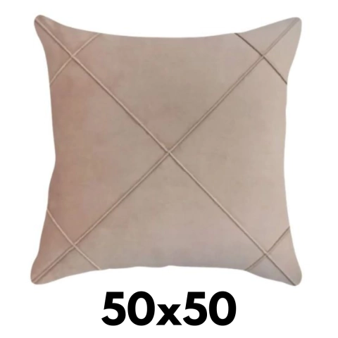 Capa de Almofada Drapeada Veludo Nude Rosado 50x50cm