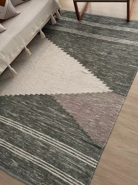 Tapete Boho Royal Rustic Chenille e Algodão / Verde/ Rose / Cru 1,5 X 2,0