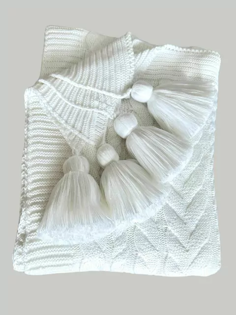 Peseira Decorativa Tricot Luana Branco Queen 230x60