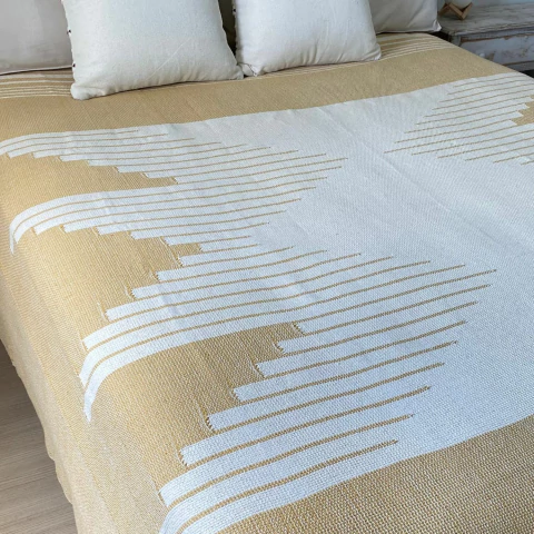 Colcha de Algodão Boho Liv Mostarda 230x240cm