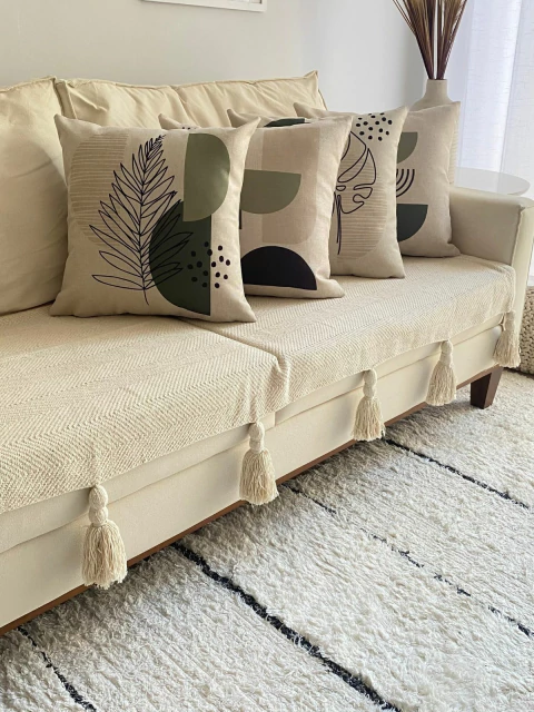 Kit 4 Capas de Almofadas Linho Essência Orgânica Verde 43x43 cm