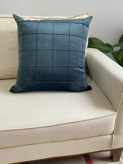 Capa de Almofada Veludo Square Azul Petróleo 50cm