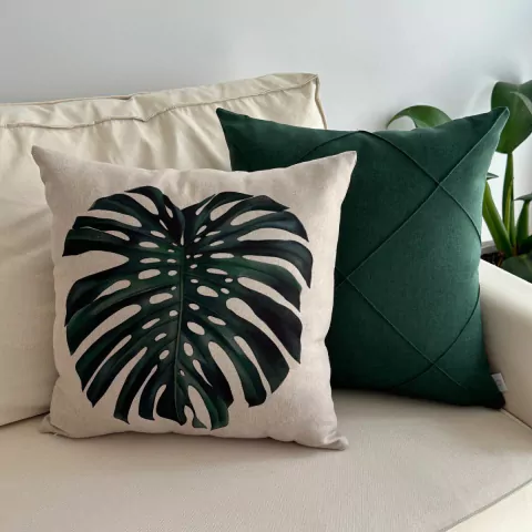 Kit 2 Capas de Almofadas Linho Costela e Drapedada Verde 43Cm