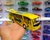 Miniatura KS7101 Coach Ônibus Amarelo Estampado Escala 1/32 Metal e Fricção