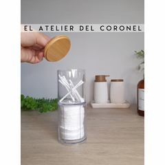 Contenedor acrílico apilable con tapa bamboo - comprar online