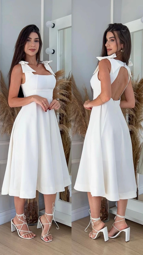 Vestido Cecília Midi Branco - comprar online