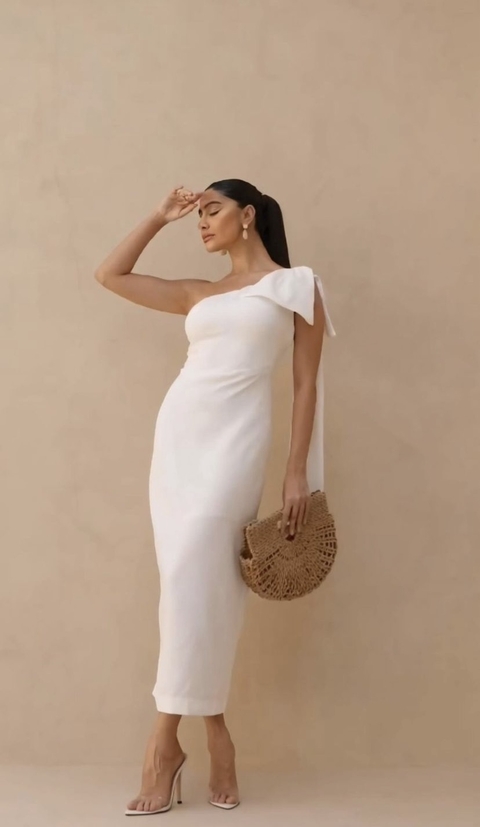 Vestido Lúcia Mídi alfaiataria Branco - comprar online