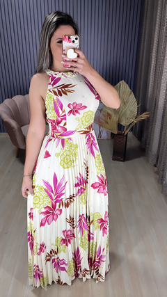 Vestido longo plissado