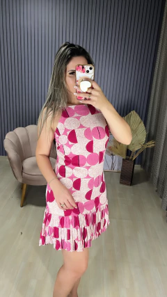 Vestido curto poa plissado - comprar online