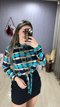 Camisa xadrez de amarrar na frente - loja online