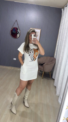 Vestido camisetão onça - loja online