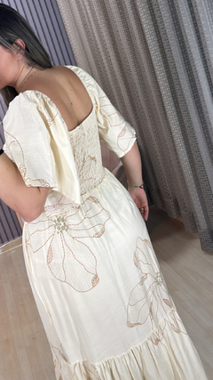 Vestido longo manga. na internet