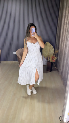 Vestido alça midi poa - comprar online