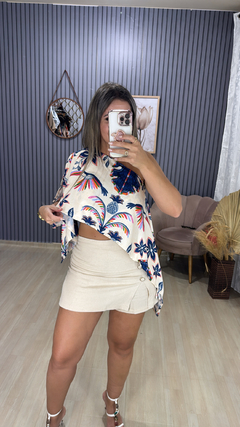 Croped bata + top viscolinho - loja online