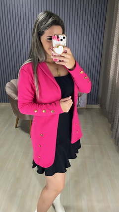 Blazer alongado rosa chiclete - Visajo Store
