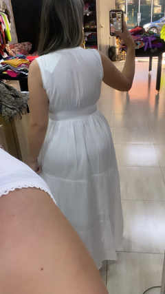 Vestido longo indiano branco regata - Visajo Store