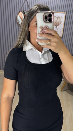 Croped modal gola camisa na internet