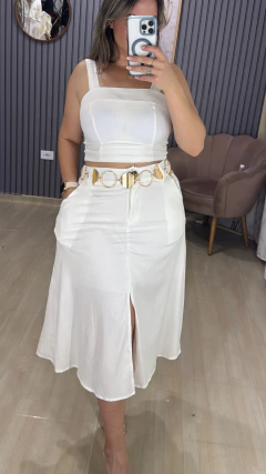 Imagem do Conjunto saia midi linho