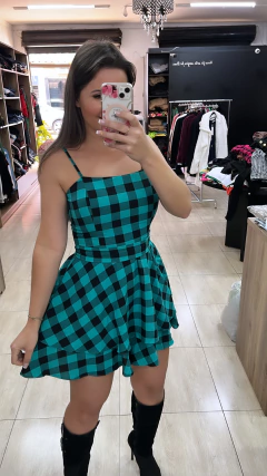 Macaquinho babado xadrez - Visajo Store