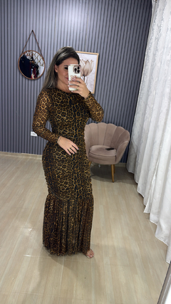Vestido longo Tuli onça