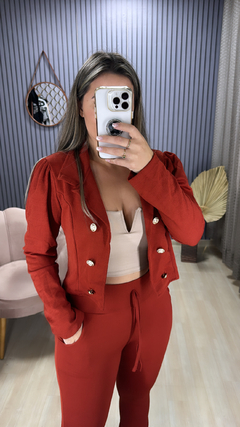 Conjunto calça blazer crepe linho