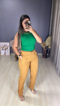 Calça alfaiataria cinto na internet