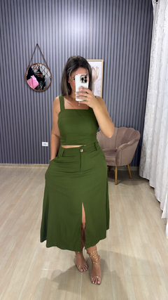 Conjunto saia midi linho - Visajo Store