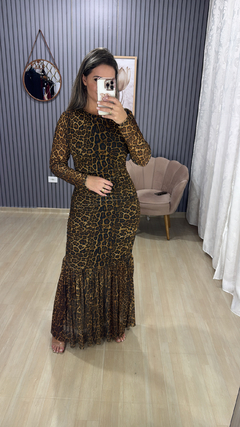Vestido longo Tuli onça - comprar online