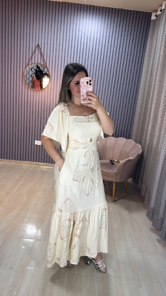 Vestido longo manga. - comprar online
