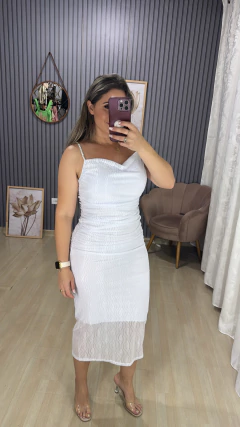 Vestido midi tuli lurex