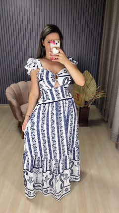 Vestido longo Meire azul - comprar online