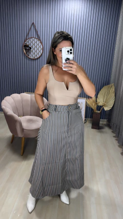 Imagem do Saia longa alfaiataria risca de giz