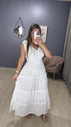 Vestido longo indiano branco regata - loja online