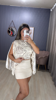 Croped bata + top viscolinho