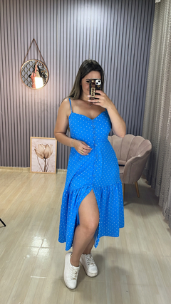 Vestido alça midi poa