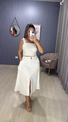 Conjunto saia midi linho - comprar online