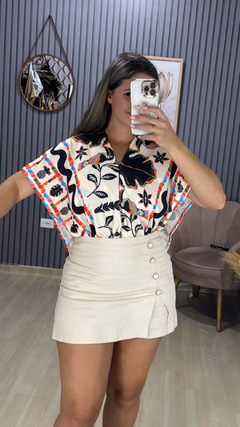 Croped bata + top viscolinho - loja online