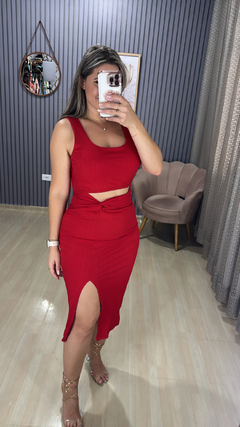 Vestido canelado Leoni