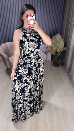Vestido longo plissado na internet
