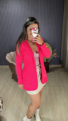 Blazer alongado rosa chiclete - comprar online