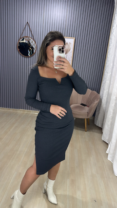 Vestido Ribana manga longa