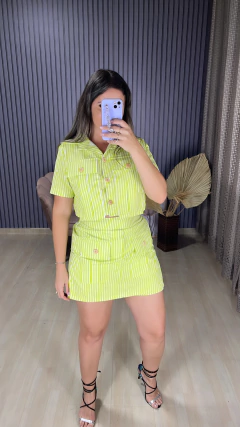 Conjunto shorts saia lista