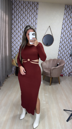 Vestido canelado longo na internet